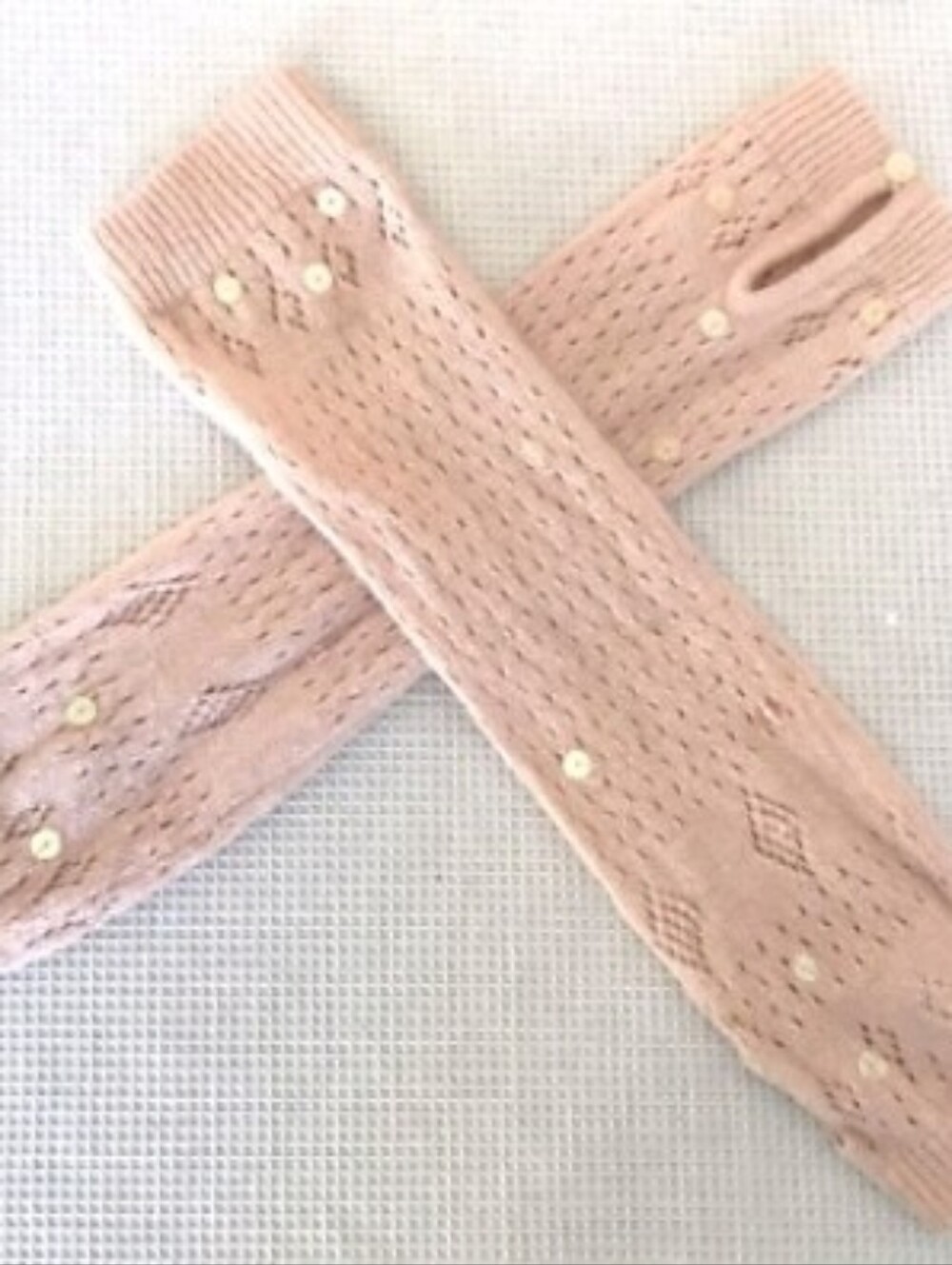 Vintage Abercrombie Soft Pink Fingerless Gloves Angora Cashmere Iridescent Seq.